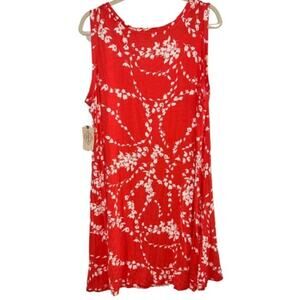 ST JOHN’S BAY Coral With White Floral Design Sleeveless Dress Size XL